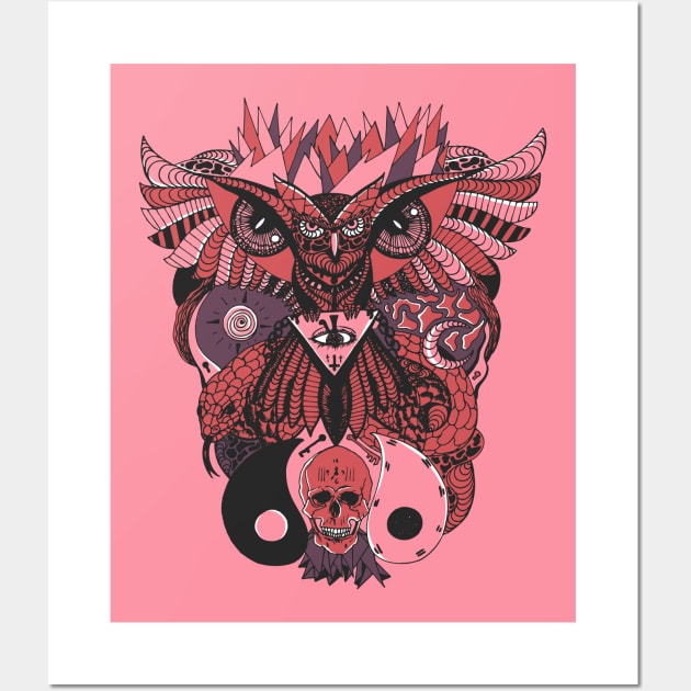 Ambrose Wise Owl And Ageless Skull Wall Art by kenallouis